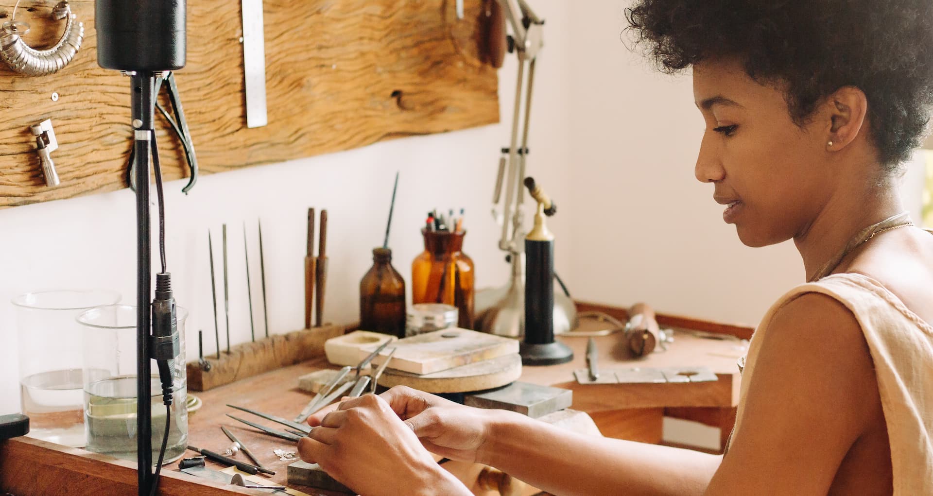 A woman crafting